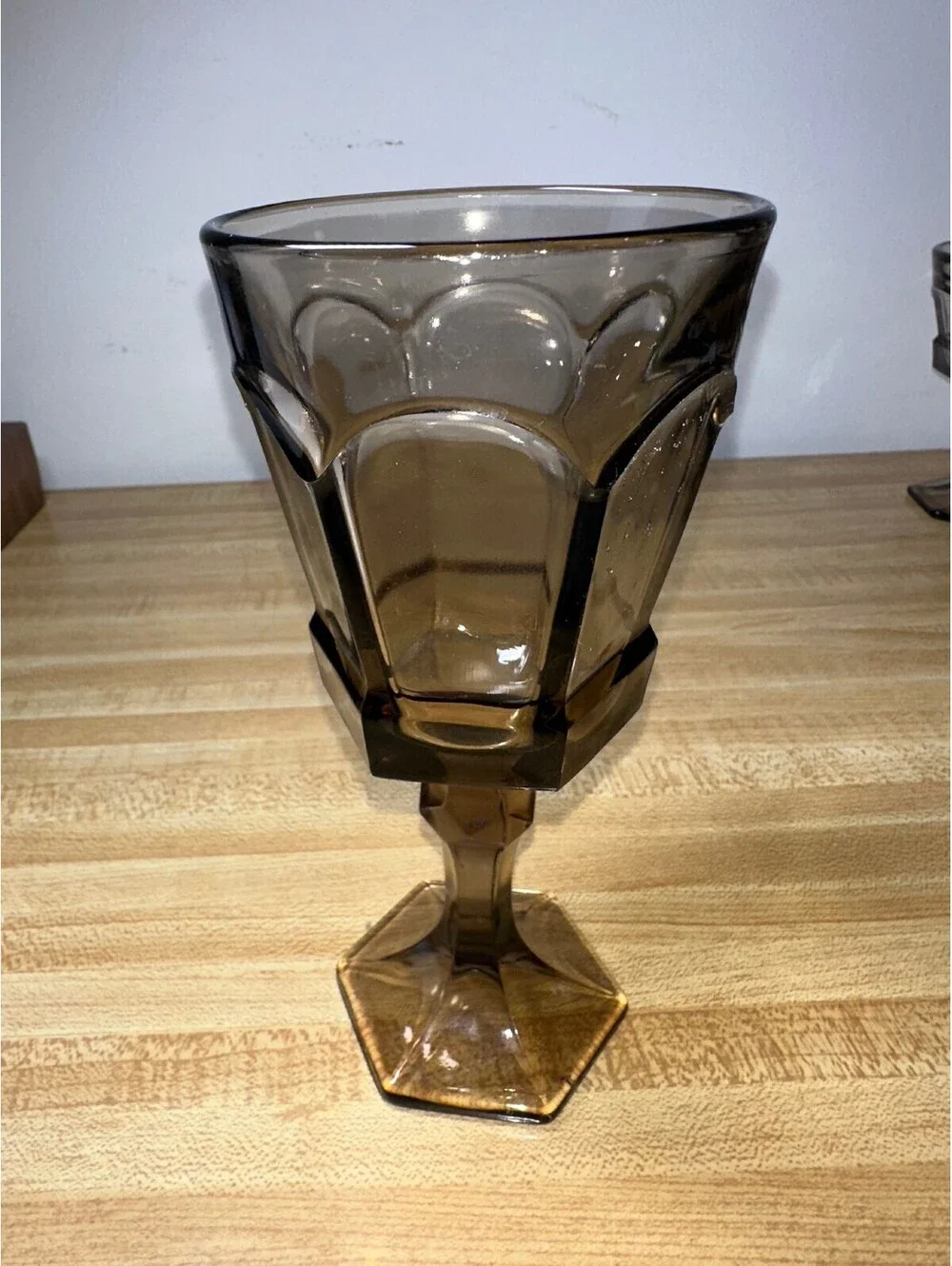 Vintage Fostoria Virginia Brown Water Goblet Glass Set of 3